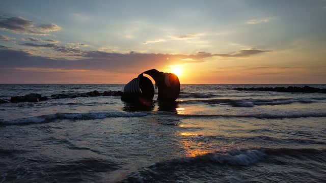 Sunset timelapse at Mary's Shell on Cleveleys beach, Lancashire