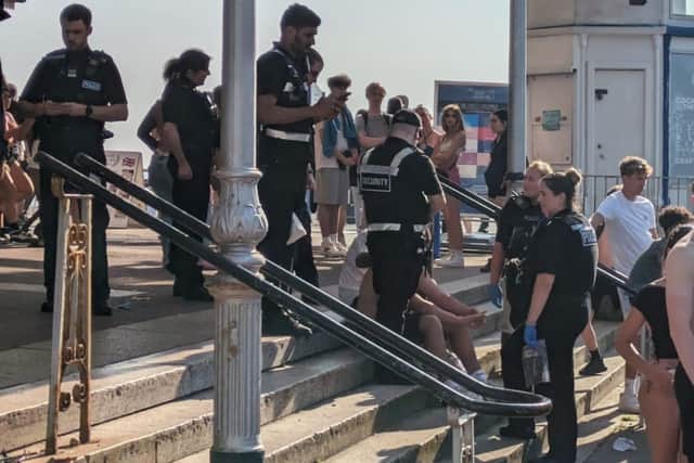 Police arrested a 15-year-old boy after a fight broke out on the Southsea seafront.