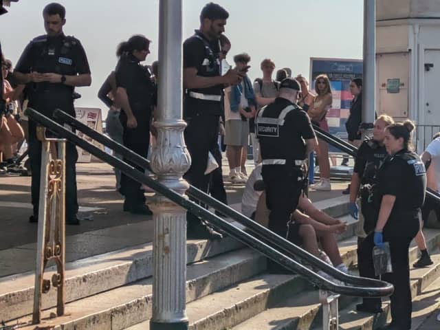Police arrested a 15-year-old boy after a fight broke out on the Southsea seafront.