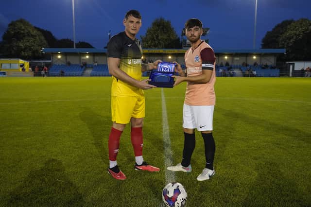 Jack Fox (right) skippered Pompey against the Royal Artillery in September to mark the club's 125th Anniversary. Picture: Jason Brown Photography