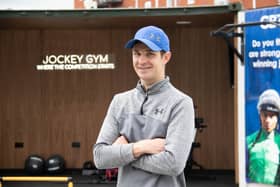 Professional jockey, Charlie Bishop, visited the pop-up Jockey Gym in Gunwharf to be put through his paces by strength and conditioning coach, James Adams of X Compete.