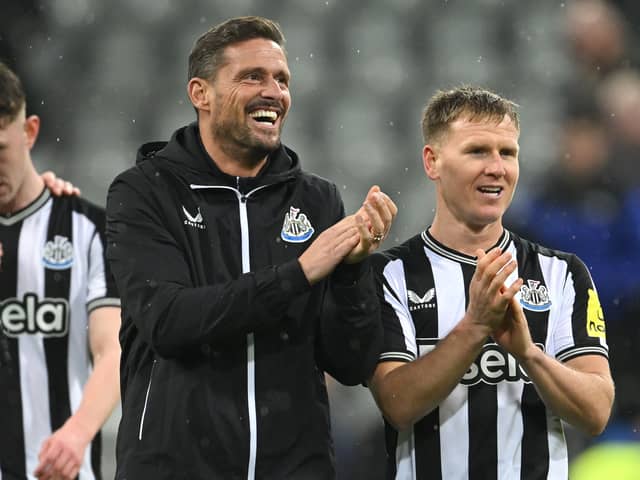 Matt Ritchie, right, pictured alongside Newcastle assistant coach Jason Tindall, started just one game for Toon this season in all competitions