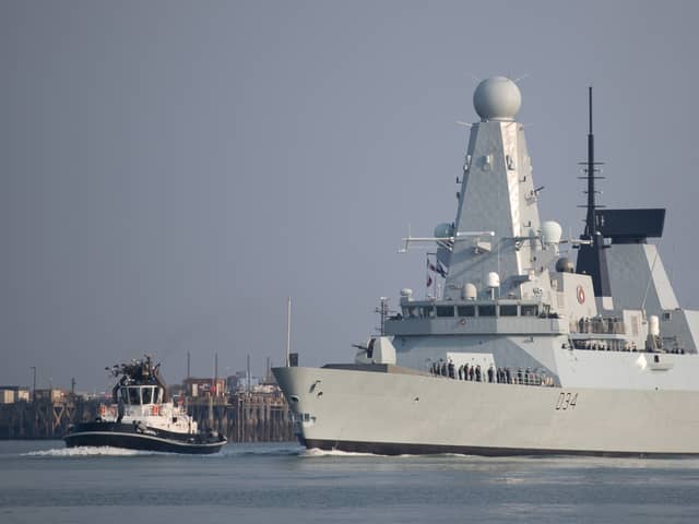 Royal Navy Type 45 destroyer HMS Diamond, which has been deployed in the Red Sea in recent months to deter attacks from Iranian-backed Houthi rebels on merchant ships. Andrew Matthews/PA Wire