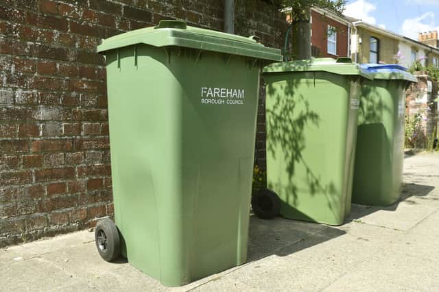 Fareham Borough Council bins along Hartlands Road, Fareham. Funding has been allocated to the local authority to change recycling. Picture: Sarah Standing (200723-6868)