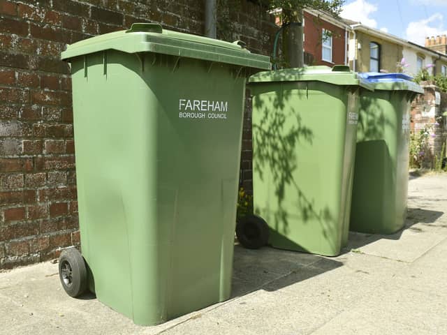 Fareham Borough Council bins along Hartlands Road, Fareham. Funding has been allocated to the local authority to change recycling. Picture: Sarah Standing (200723-6868)