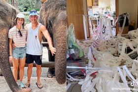 Brooke Rentsch, and her husband, Duncan return from honeymoon to find their home ‘wrecked’ in prank.