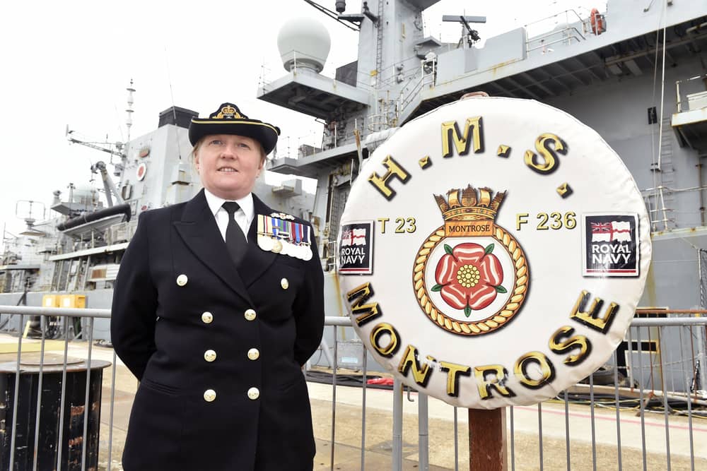 Commanding Claire Thompson OBE, former Commanding Officer of HMS Montrose, is set to be appointed at the new CO for HMS Queen Elizabeth. The ship is in Rosyth, Fife, Scotland, after leaving from Portsmouth for repairs. Picture: Sarah Standing (170423-1982)