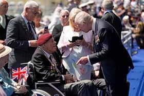 King Charles III meets D-Day and Normandy veterans following the UK's national commemorative event for the 80th anniversary of D-Day, hosted by the Ministry of Defence on Southsea Common in Portsmouth, Hampshire. 
Picture: Andrew Matthews/PA Wire