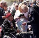 King Charles III meets D-Day and Normandy veterans following the UK's national commemorative event for the 80th anniversary of D-Day, hosted by the Ministry of Defence on Southsea Common in Portsmouth, Hampshire. 
Picture: Andrew Matthews/PA Wire