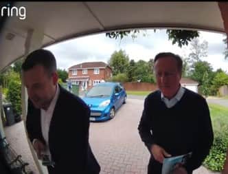 Former prime minister David Cameron captured on Ring doorbell canvassing for Paul Holmes in Hamble Valley