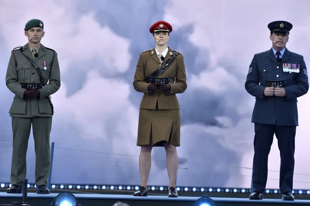 Captain Lewis Kelly represented the Royal Navy alongside members of all Armed Forces during the D-Day 80 commemorations on Southsea Common.

Pictured is: (l-r) Cpt Lewis Kelly (Royal Marines), Lt Felicity Villar (Army) and FS Dai Lawrence (RAF).

Picture: Sarah Standing (050624-3642)