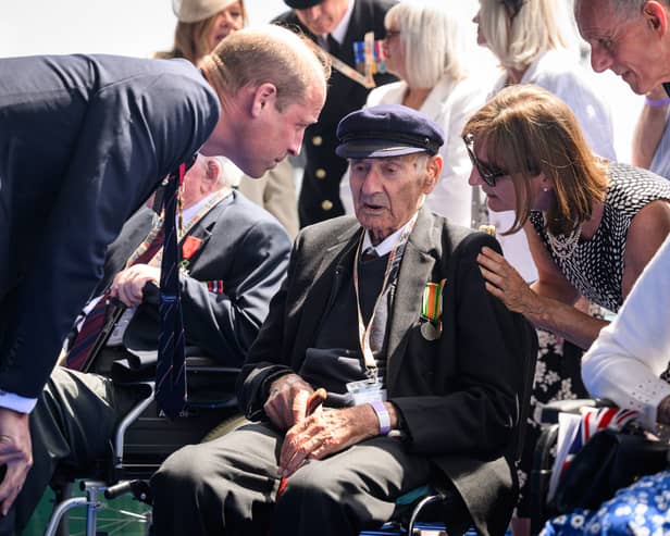 The Prince of Wales meets D-Day veterans after the UK's national commemorative event for the 80th anniversary of D-Day on Southsea Common. Photo: Leon Neal/PA Wire