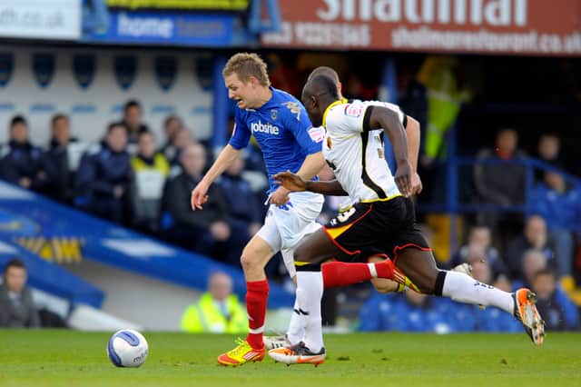Huseklepp tries to find a way through against Watford at Fratton Park in January 2012. Picture: Allan Hutchings