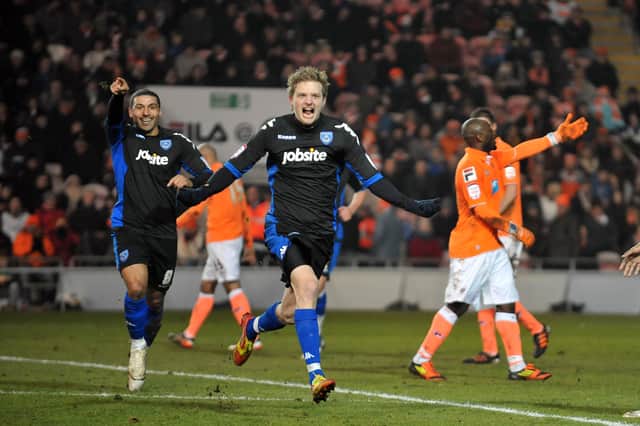Erik Huseklepp celebrates scoring against Blackpool in February 2012 - it proved to be his last for Pompey. Picture: Steve Reid