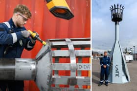 Jack Chapman, 27, of Petersfield, was part of a team which built the principal beacon which is being used to commemorate the 80th anniversary of D-Day. It will be lit at HMNB Portsmouth. Jack said it was amazing to build the beacon in honour of his grandfather. Picture: John Gasser
