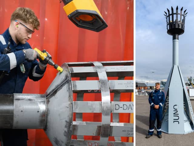 Jack Chapman, 27, of Petersfield, was part of a team which built the principal beacon which is being used to commemorate the 80th anniversary of D-Day. It will be lit at HMNB Portsmouth. Jack said it was amazing to build the beacon in honour of his grandfather. Picture: John Gasser