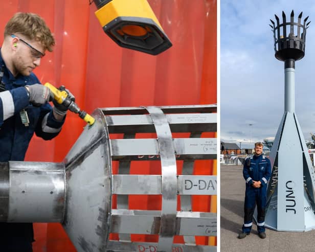 Jack Chapman, 27, of Petersfield, was part of a team which built the principal beacon which is being used to commemorate the 80th anniversary of D-Day. It will be lit at HMNB Portsmouth. Jack said it was amazing to build the beacon in honour of his grandfather. Picture: John Gasser
