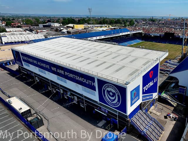 Pompey are ploughing on with the next chapter of Fratton Park's £15m overhaul. Pic: My Portsmouth By Drone.