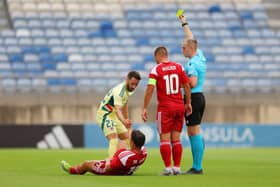 Former Pompey midfielder Liam Walker guided Gibraltar to a shock 0-0 draw with Wales in Portugal. Pic: Getty.