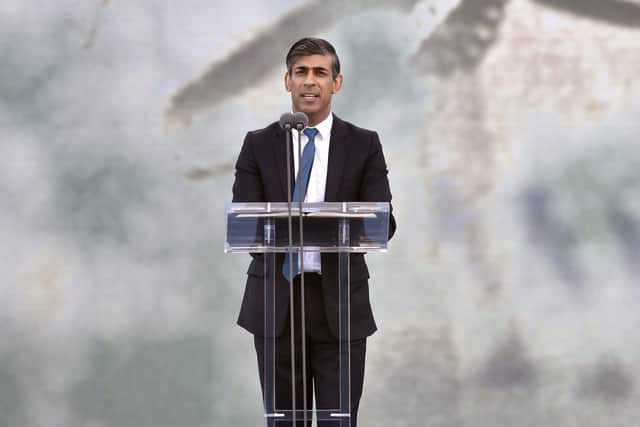 Prime minister Rishi Sunak has apologised after missing the D-Day ceremony in Normandy yesterday. He attended the events in Portsmouth on Wednesday at Southsea Common. Picture: Sarah Standing (050624-3748)