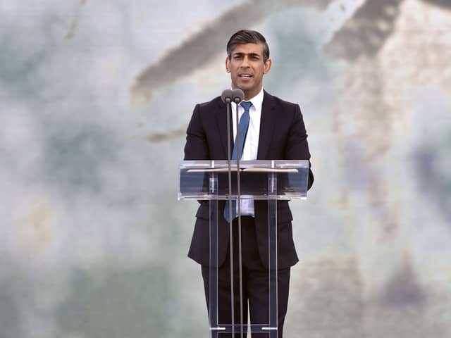 Prime minister Rishi Sunak has apologised after missing the D-Day ceremony in Normandy yesterday. He attended the events in Portsmouth on Wednesday at Southsea Common. Picture: Sarah Standing (050624-3748)