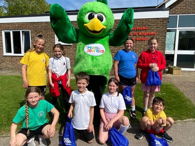 Pupils at Alverstoke Church of England Junior School have been awarded Platinum by the national body Modeshift STARS. 
Pictured: The travel team 