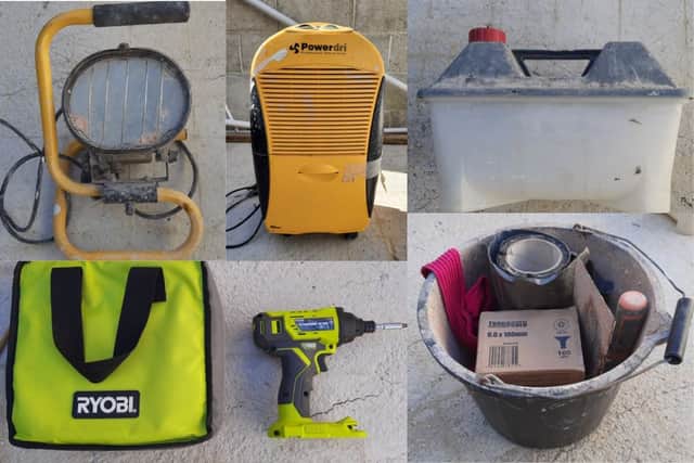 These goods were recovered from a vehicle in Southsea and are believed to be stolen.