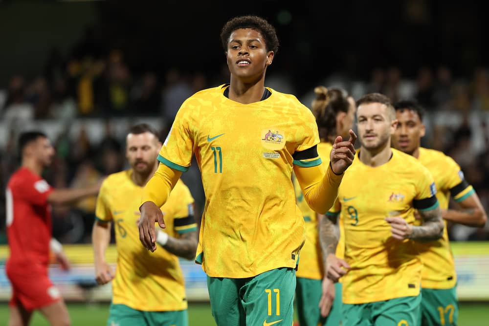 Kusini Yengi scored twice as Australia beat Palestine 5-0 in Perth on Tuesday