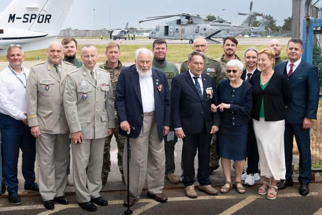 Czech veterans Charles Strasser and Jirí Pavel Kafka were flown to Omaha beach for the D-Day commemorations after their plane was grounded due to a technical fault in Jersey. Picture: Jon Guegan