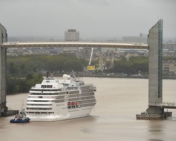 The tourist cruise ship Seven Seas Navigator will be visiting Portsmouth for the first time on June 13 while on a voyage across Western Europe. She appeared in the film After The Sunset in 2004. Pictured is the vessel in Bordeaux, France, on October 1, 2017. Picture: NICOLAS TUCAT/AFP via Getty Images.