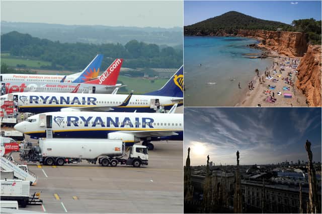 The Ryanair flash sale ends at midnight tonight, and includes flights from £12.99 to Ibiza and Milan (Photos by National World/Getty Images/Zowy Voeten/GABRIEL BOUYS)
