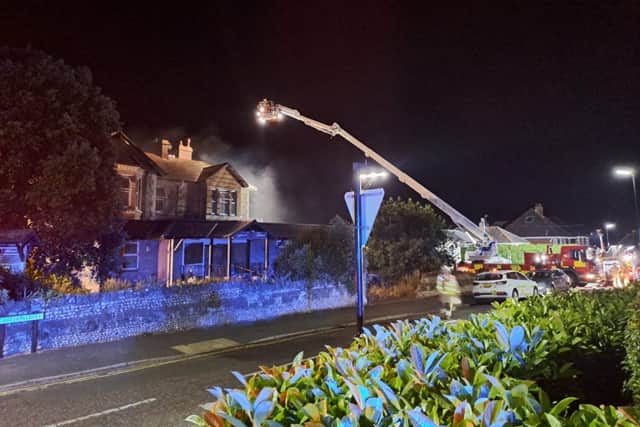 Firefighters tackled a blaze at a derelict building in Sandown. 