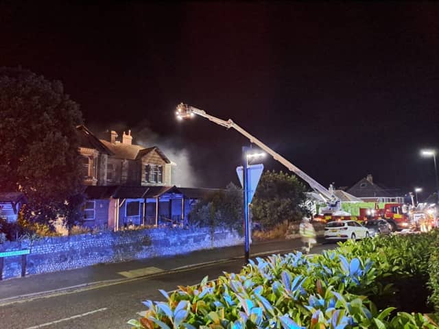 Firefighters tackled a blaze at a derelict building in Sandown. 