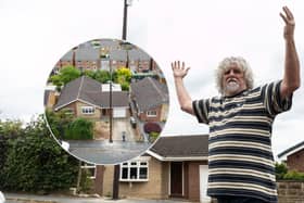 Philip Waller, 65, returned from a shopping trip last week to find that a broadband firm had erected the pole outside his house in Barnsley, South Yorks. Lee McLean/SWNS