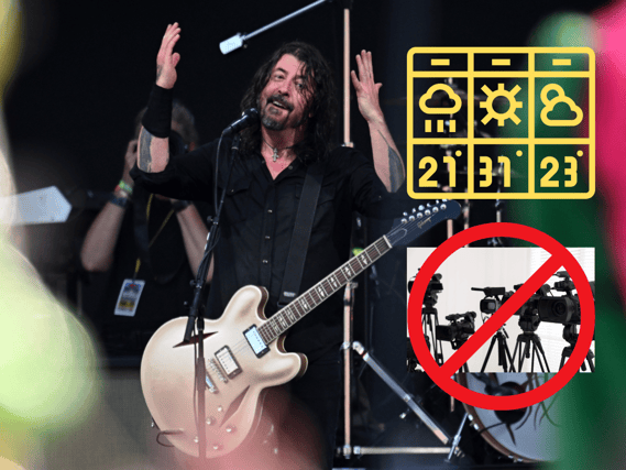 As Foo Fighters embark on their first of two London shows tomorrow (June 20 2024), what is the weather going to be like around the London Stadium, and what should you not be bringing with you to see Dave Grohl and company? (Credit: Getty Images/Canva)