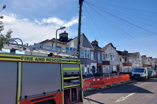 Fire crews remain on the scene to assess the damage and the cause of the fire.