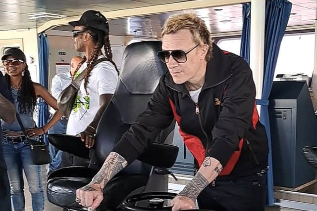 The Prodigy's Liam Howlett driving the Wightlink Ferry - Victoria of Wight - to the Island
