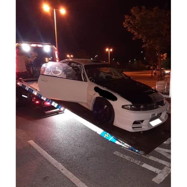 Hampshire police confiscated a car that had been driving dangerously at a car meet up of more than 300 vehicles.
