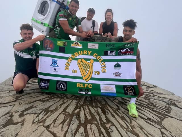 Tommy Dunford and supporters at the summit of Snowdon.