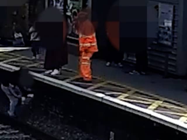 Boy, 3, is rescued from railway track by man at Newark Northgate Station.