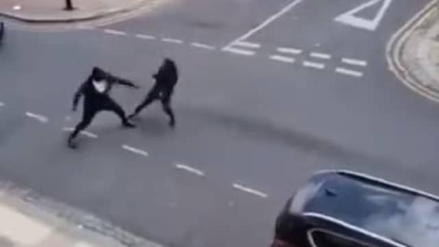 Two men seen fighting with Rambo knives on Cadoxton Avenue in Tottenham
