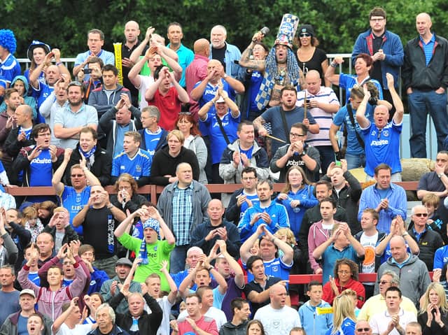 There were 1,001 of the Pompey faithful at Accrington for their first League Two away game of the 2013-14 season. Picture: Ste Jones.