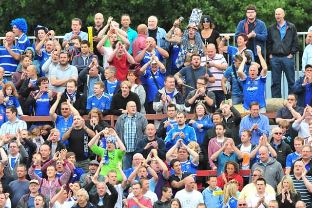 There were 1,001 of the Pompey faithful at Accrington for their first League Two away game of the 2013-14 season. Picture: Ste Jones.