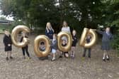 St Columba Church of England Primary Academy in Tewkesbury Avenue, Fareham, has received a Good Ofsted for the first time.Pictured is: (l-r) Callen Tillett, Mila Smith, Daniel Montaza, Mrs Katie Viola, deputy headteacher, Darcy Trowan, Lyla Whittingham, Mrs Hazel Moore, assistant headteacher, Ellie Fox, Archie Gault and Everly Shand. Picture: Sarah Standing (020724-6464)