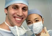 Stephen Bergin (L), 35, splits his time between operating on brains and consulting Grey's Anatomy's writers and actors.  