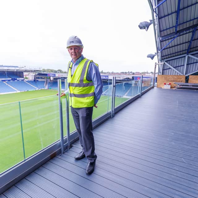 PMC's Steve Cripps in the new South Stand TV gantry.
Pic: Marcin Jedrysiak (https://www.marcinjedrysiakphotography.com/) | Marcin Jedrysiak