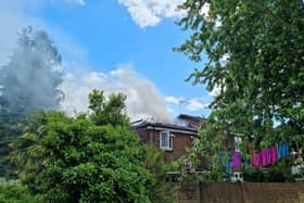 Hampshire firefighters have been tackling a house fire which started in a garden shed.