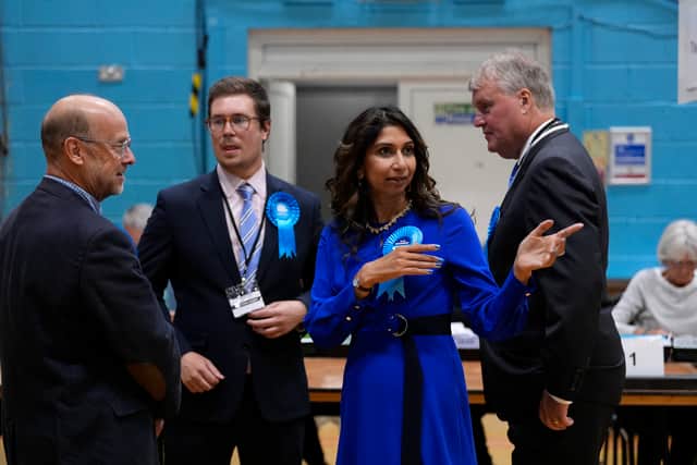 Former home secretary Suella Braverman at Fareham Leisure Centre in Fareham