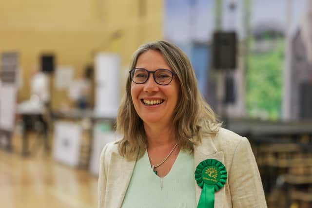 Green Party candidate Netty Shepherd at the count in Havant. Picture: Mike Cooter (040724)