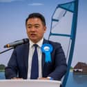 Conservative candidate Alan Mak speaking after his victory at Havant. Picture: Mike Cooter (050724)